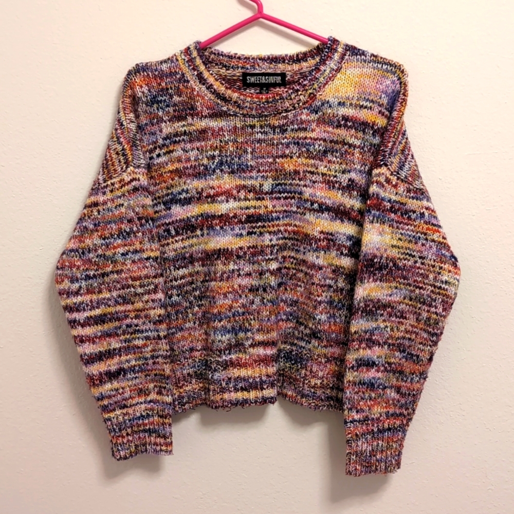 Sweet & Sinful Rainbow Boxy Knit Sweater